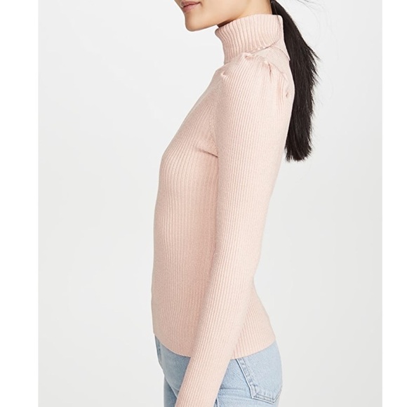 NWT 525 America Metallic Rib Puff Sleeve Sweater in Chalky Pink Size Large - Picture 5 of 13
